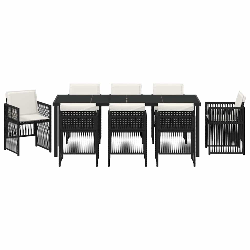 Garden Dining Set 9 pcs Black Powder-Coated Steel