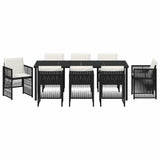 Garden Dining Set 9 pcs Black Powder-Coated Steel