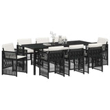 Garden Dining Set 9 pcs Black Powder-Coated Steel - Side View