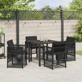 Garden Dining Set 5 pcs Black Powder-Coated Steel - Top-Down View