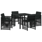 Garden Dining Set 5 pcs Black Powder-Coated Steel - Front View