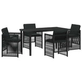 Garden Dining Set 5 pcs Black Powder-Coated Steel - Front View