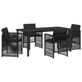 Garden Dining Set 5 pcs Black Powder-Coated Steel - Front View