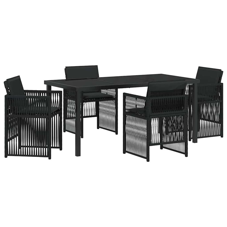 Garden Dining Set 5 pcs Black Powder-Coated Steel