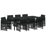 Garden Dining Set 9 pcs Black Powder-Coated Steel