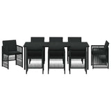 Garden Dining Set 9 pcs Black Powder-Coated Steel