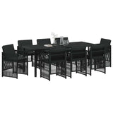 Garden Dining Set 9 pcs Black Powder-Coated Steel - Side View