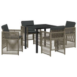 Garden Dining Set 5 pcs Grey Powder-Coated Steel - Front View