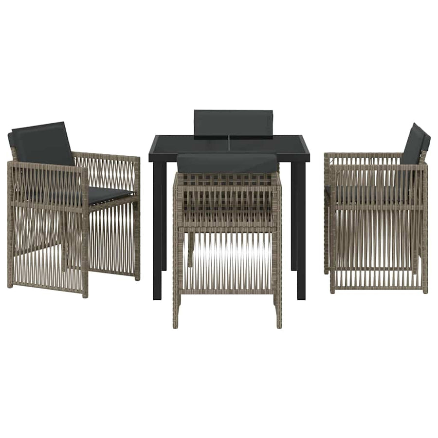 Garden Dining Set 5 pcs Grey Powder-Coated Steel