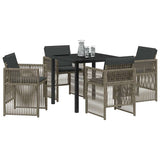 Garden Dining Set 5 pcs Grey Powder-Coated Steel - Side View