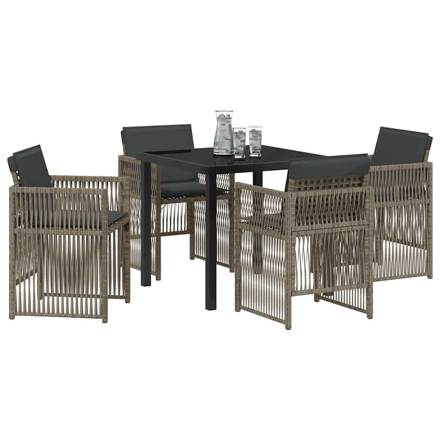 Garden Dining Set 5 pcs Grey Powder-Coated Steel