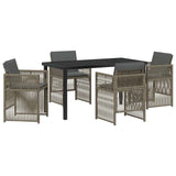 Garden Dining Set 5 pcs Grey Powder-Coated Steel - Front View