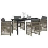 Garden Dining Set 5 pcs Grey Powder-Coated Steel - Side View
