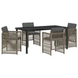 Garden Dining Set 5 pcs Grey Powder-Coated Steel - Front View