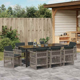 Garden Dining Set 9 pcs Grey Powder-Coated Steel - Top-Down View