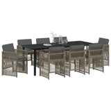 Garden Dining Set 9 pcs Grey Powder-Coated Steel