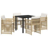 Garden Dining Set 5 pcs Beige Powder-Coated Steel - Front View