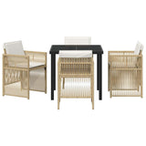 Garden Dining Set 5 pcs Beige Powder-Coated Steel - Close-Up Angle
