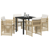 Garden Dining Set 5 pcs Beige Powder-Coated Steel - Side View