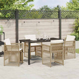 Garden Dining Set 5 pcs Beige Powder-Coated Steel - Top-Down View