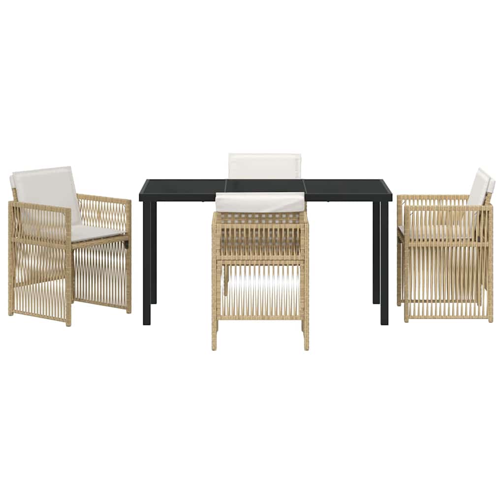 Garden Dining Set 5 pcs Beige Powder-Coated Steel