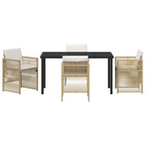 Garden Dining Set 5 pcs Beige Powder-Coated Steel