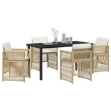Garden Dining Set 5 pcs Beige Powder-Coated Steel - Side View