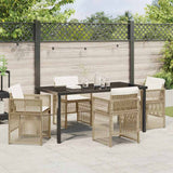 Garden Dining Set 5 pcs Beige Powder-Coated Steel - Top-Down View