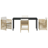 Garden Dining Set 5 pcs Beige Powder-Coated Steel