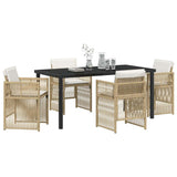 Garden Dining Set 5 pcs Beige Powder-Coated Steel - Side View