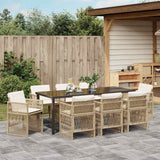 Garden Dining Set 9 pcs Beige Powder-Coated Steel - Top-Down View