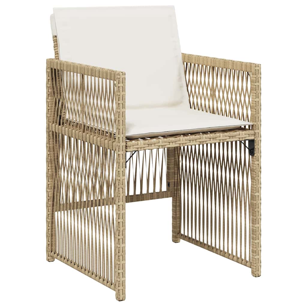 Garden Dining Set 9 pcs Beige Powder-Coated Steel