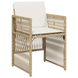 Garden Dining Set 9 pcs Beige Powder-Coated Steel - Rear View