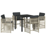 Garden Dining Set 5 pcs Light Grey Powder-Coated Steel - Front View