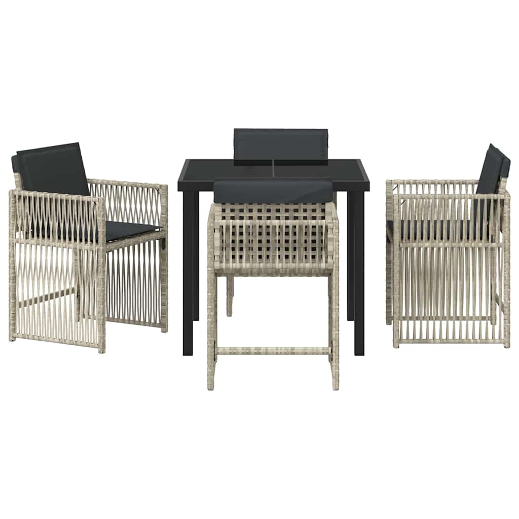 Garden Dining Set 5 pcs Light Grey Powder-Coated Steel