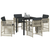 Garden Dining Set 5 pcs Light Grey Powder-Coated Steel - Side View