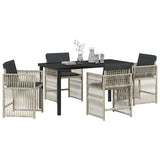 Garden Dining Set 5 pcs Light Grey Powder-Coated Steel - Side View
