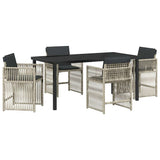 Garden Dining Set 5 pcs Light Grey Powder-Coated Steel - Front View