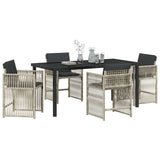 Garden Dining Set 5 pcs Light Grey Powder-Coated Steel - Side View