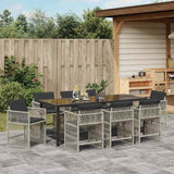 Garden Dining Set 9 pcs Light Grey Powder-Coated Steel - Top-Down View