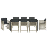 Garden Dining Set 9 pcs Light Grey Powder-Coated Steel