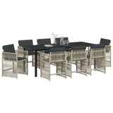 Garden Dining Set 9 pcs Light Grey Powder-Coated Steel - Side View