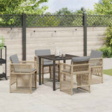 Garden Dining Set 5 pcs Beige Powder-Coated Steel - Top-Down View