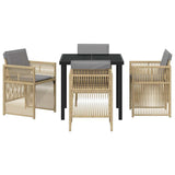 Garden Dining Set 5 pcs Beige Powder-Coated Steel - Close-Up Angle