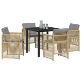 Garden Dining Set 5 pcs Beige Powder-Coated Steel - Side View