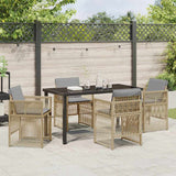 Garden Dining Set 5 pcs Beige Powder-Coated Steel - Top-Down View
