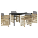 Garden Dining Set 5 pcs Beige Powder-Coated Steel - Front View