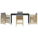 Garden Dining Set 5 pcs Beige Powder-Coated Steel