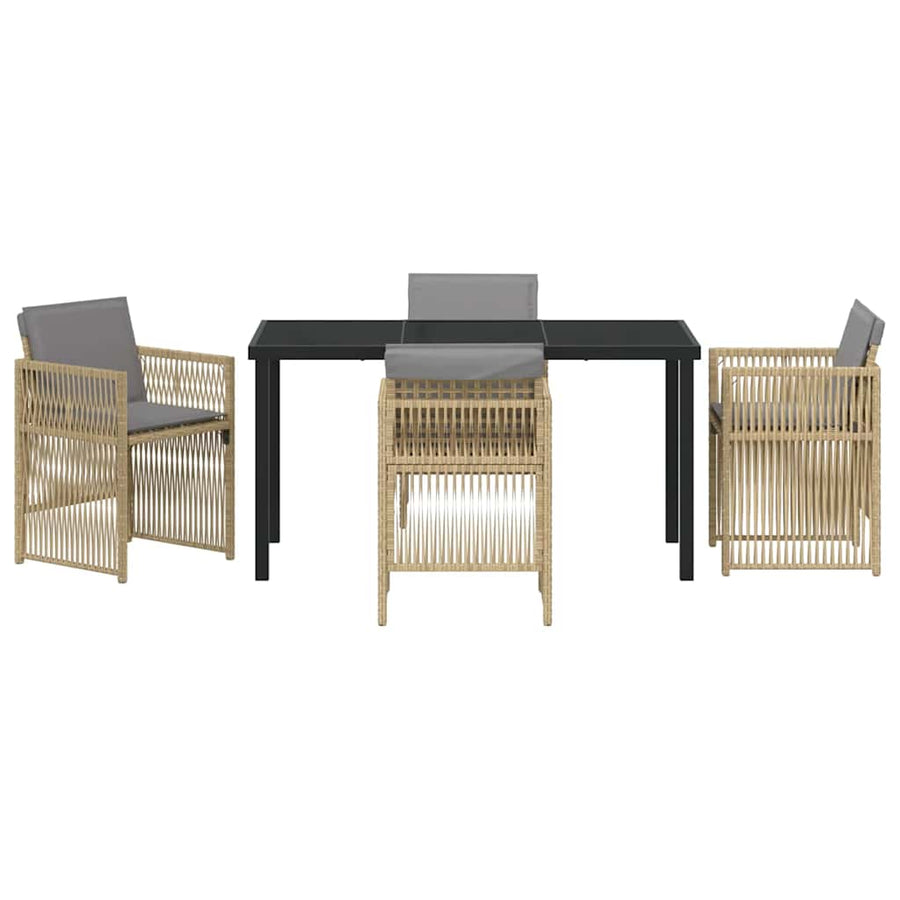 Garden Dining Set 5 pcs Beige Powder-Coated Steel