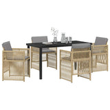 Garden Dining Set 5 pcs Beige Powder-Coated Steel - Side View